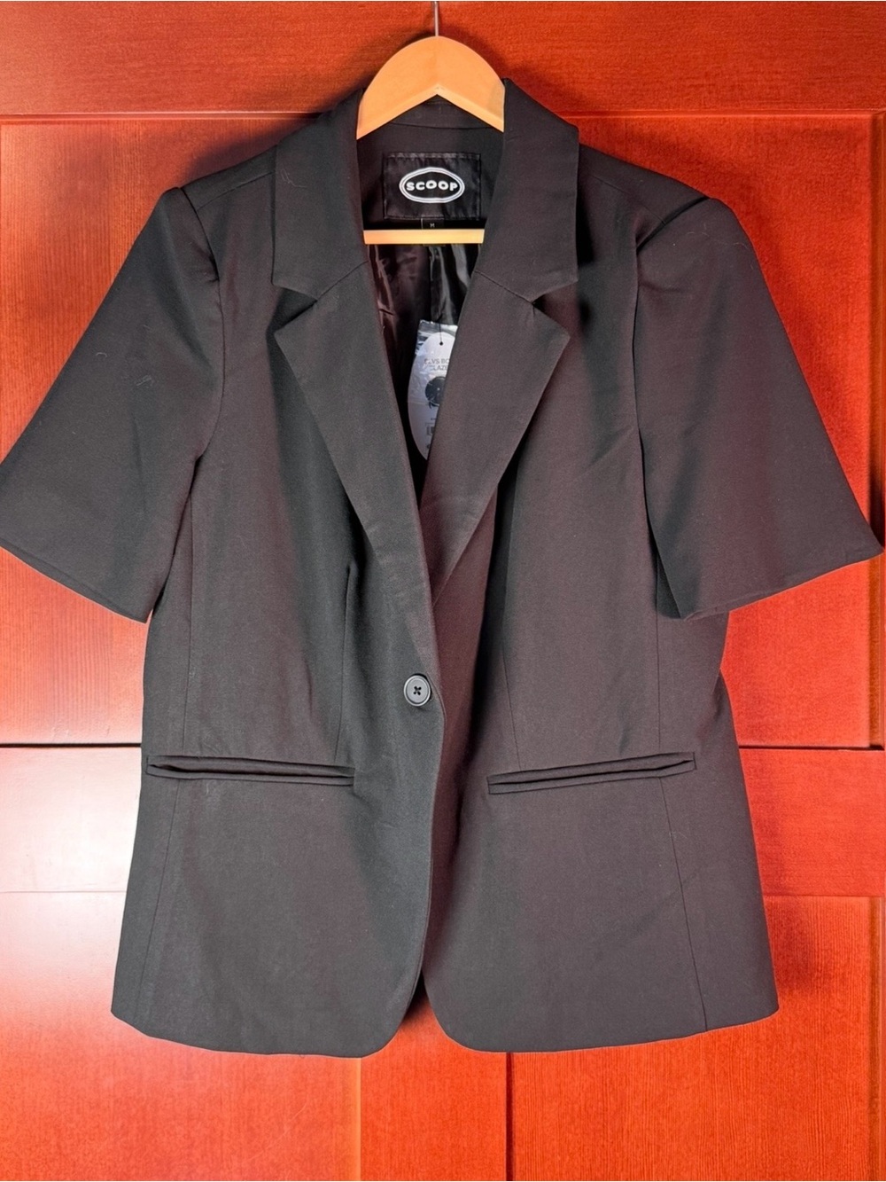 Scoop Black Boxy Short Sleeve Blazer Size M 8-10 NWT
